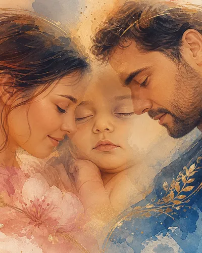 Family resemblance concept with mother, father, and baby
