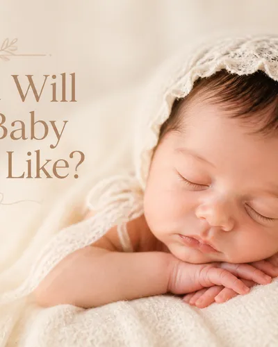 Dreamy newborn portrait for what will my baby look like guide