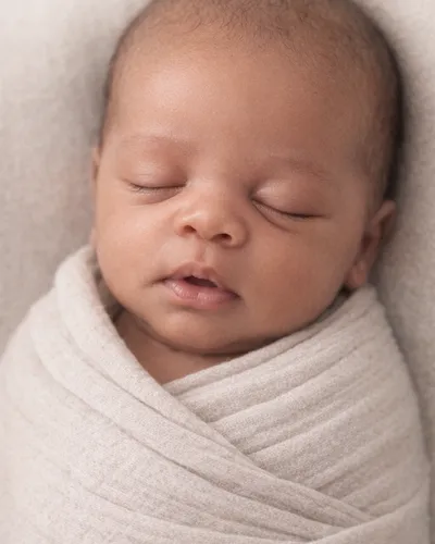 Soft sleeping newborn-style preview portrait